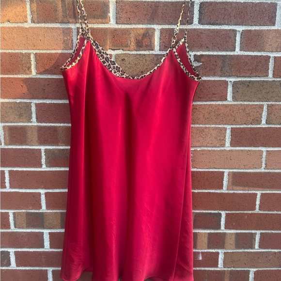 Morgan Taylor Red Dress with Leopard Accents - Picture 2 of 4